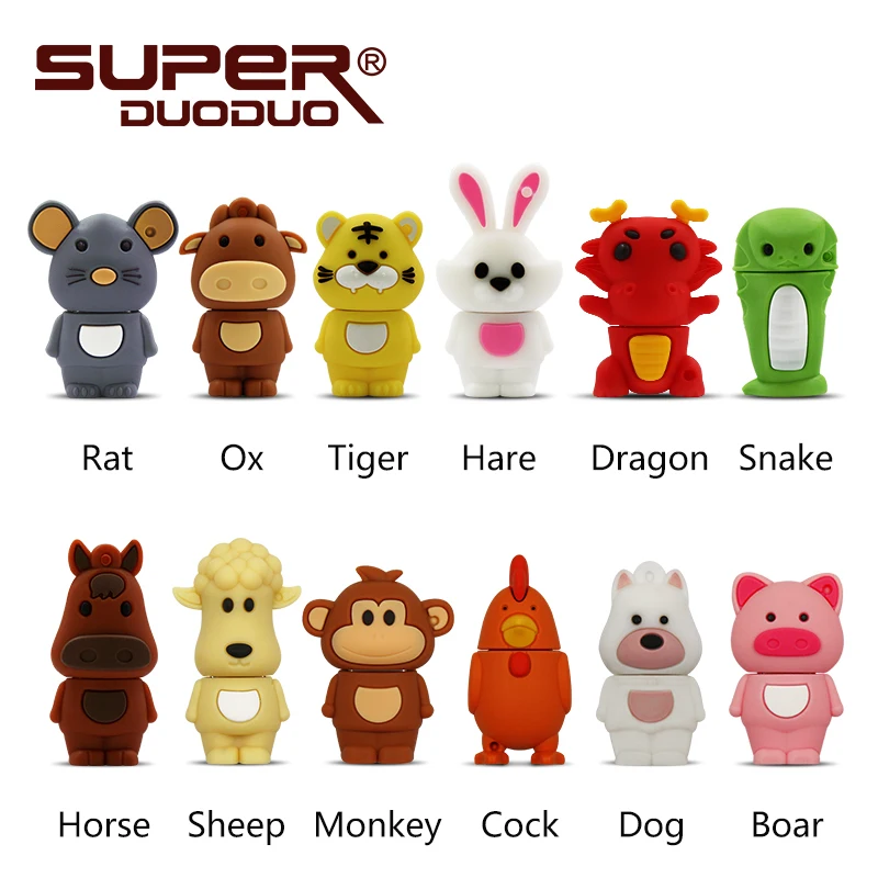 

high speed animal Zodiac waterproof usb flash drive disk Tiger/Rabbit/Pig/Snake memory stick Pen drive gift pendrive 32gb hot