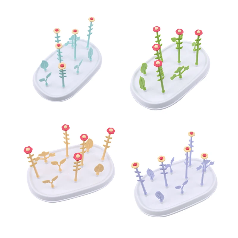 Сушилка для детских бутылочек, многофункциональная Съемная портативная для кормления бутылочек с цветочным деревом, съемная полка для детских сосок