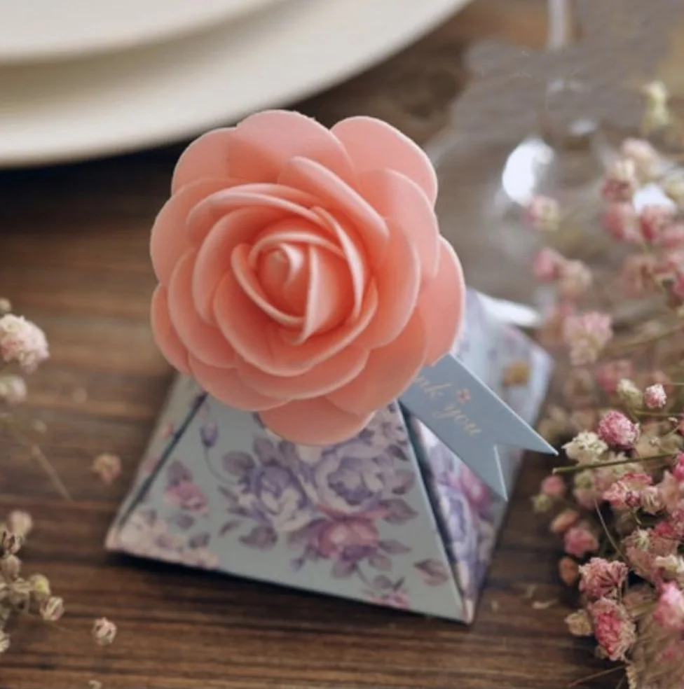 100 шт. креативная Подарочная коробка Цветок Стиль треугольная пирамида конфеты