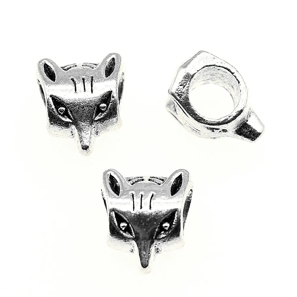 

15pcs Fox Beads For Jewelry Making Bracelets Findings Charm Fox Beads 2 Colors Fox European Big Hole Beads 10x9x6mm