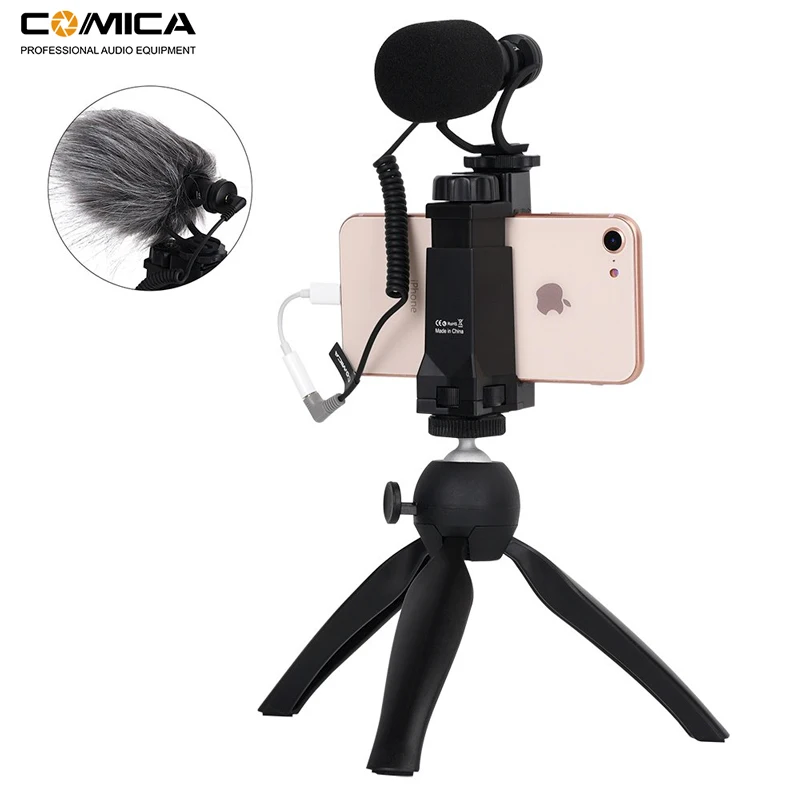 Видео комплект для смартфона Comica мини Трипод создания видео с микрофоном iPhone Samsung