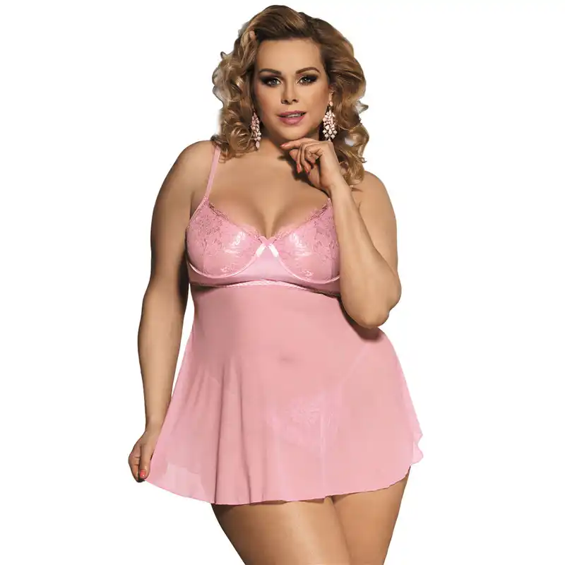 plus size pink babydoll