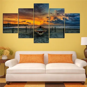 

5 Pcs/set grande HD vista com nota navio imagem em tela para sala arte decoracao imagem