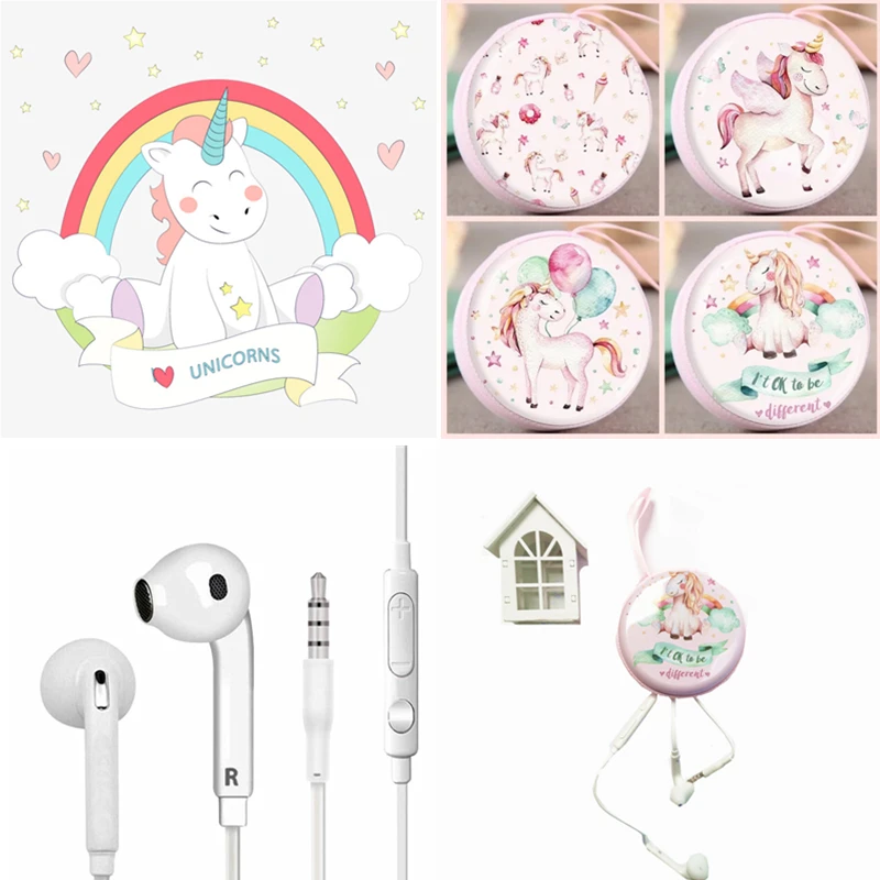 かわいい少女漫画ユニコーンイヤホンアニメステレオヘッド3 5ミリメートル低音マイク電話サムスンxiaomi Huawei社女の子子供ギフト Phone Earphones Headphones Aliexpress