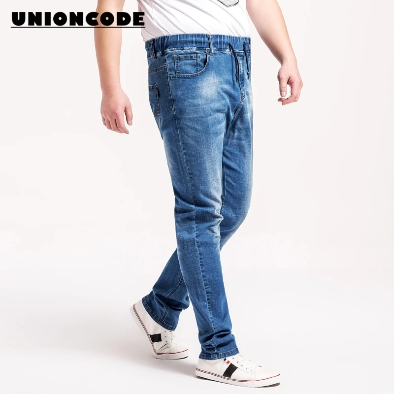 Full Size L 6XL Jeans Men Elastic Waist Regular Fit Soft