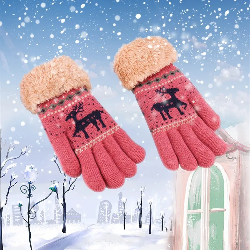 Зимние Детские теплые вязаные перчатки для мальчиков и девочек, вязаные перчатки для детей, От 6 до 11 лет