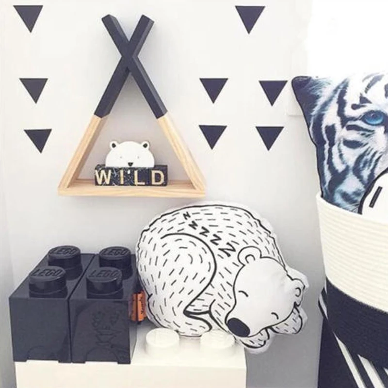 JX-LCLYL Nordic Style Kids Baby Wooden Trigon Storage Book Shelf Home Room