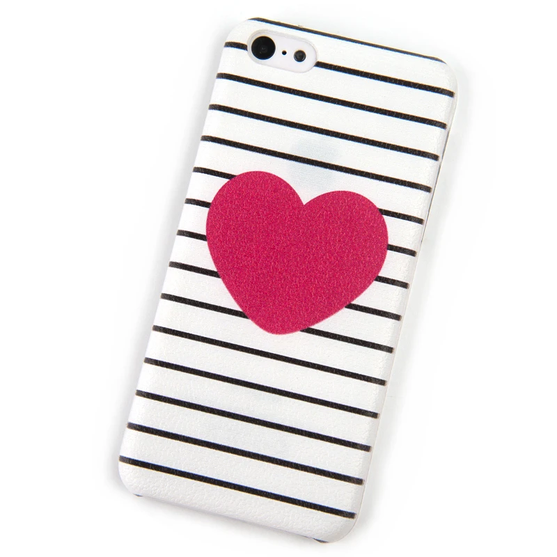 Case for iPhone 5C Cover mobile Phone Cases Coque original Pink Heart Stripes Princess Brand Housing Screen Protector Hoesjes 
