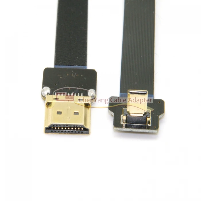 Zihan 90 градусов под углом FPV Micro HDMI Male to HDMI Male FPC плоский кабель 20 см для GOPRO аэрофотосъемка