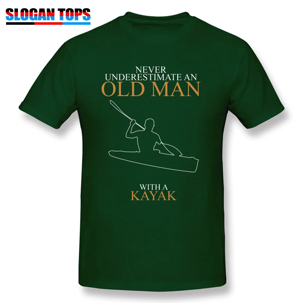 Custom T-shirts Graphic Crewneck Print All Cotton Mens Tops Shirt Casual Short Sleeve Tops Shirts Drop Shipping Never Underestimate An Old Man Kayak T shirts 21069 dark