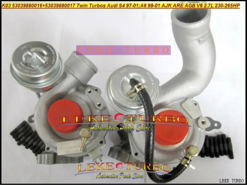 K03 016+ 17 Twin Turbo 53039880016 53039880017 53039700016 53039700017 для AUDI S4 1997-01; A6 99-01 AJK являются BES AGB 2.7L 265HP