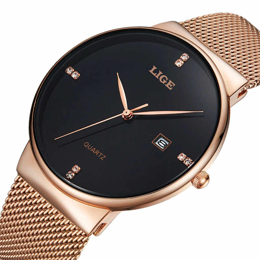 Reloj Hombre LIGE Brand Men's Watches Men Dress Quartz Watch Men Steel Strap watch Male Ultra-thin Ultra Clock Relogio Masculino