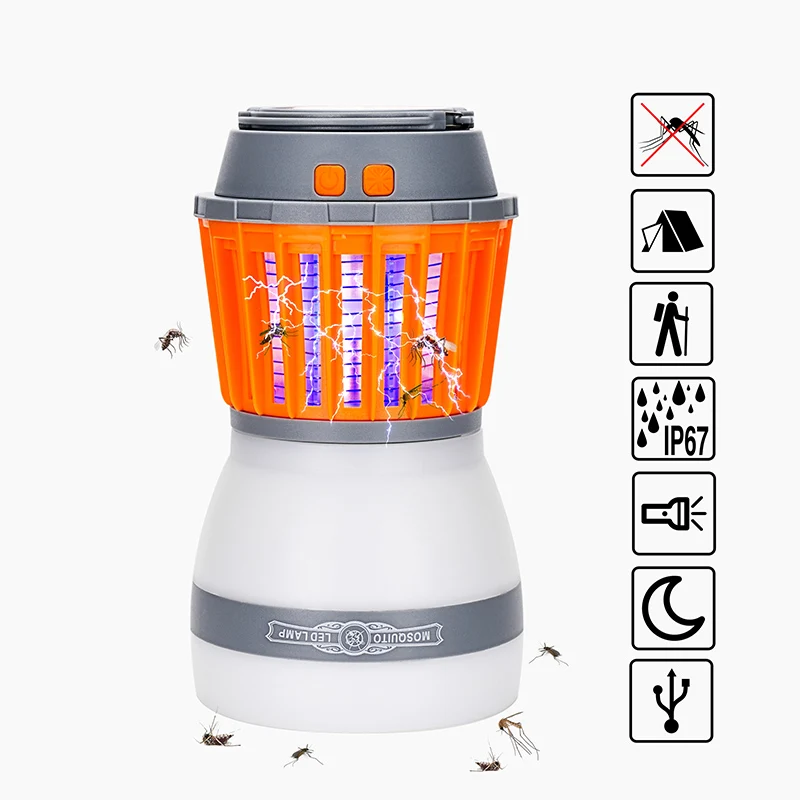 

Portable LED Mosquito Killer Lamp With Solar Panel USB Charging LED UV Light Pest Insect Electronic Repellent LED Camping Light