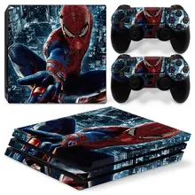 Благодарны Человек-паук кожи Стикеры виниловая наклейка кожи Стикеры для PS4 Pro консоли и 2 контроллера кожи