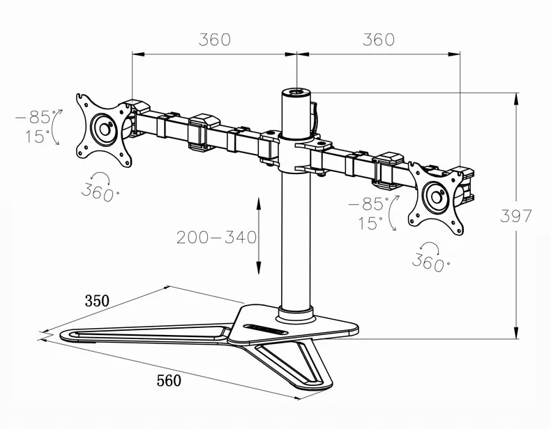 Настольный 1"-30" двойной кронштейн для монитора Arm полный движения светодиодный ЖК-дисплей компьютер Дисплей стенд Макс. загрузка 10kgs каждая головка D2D