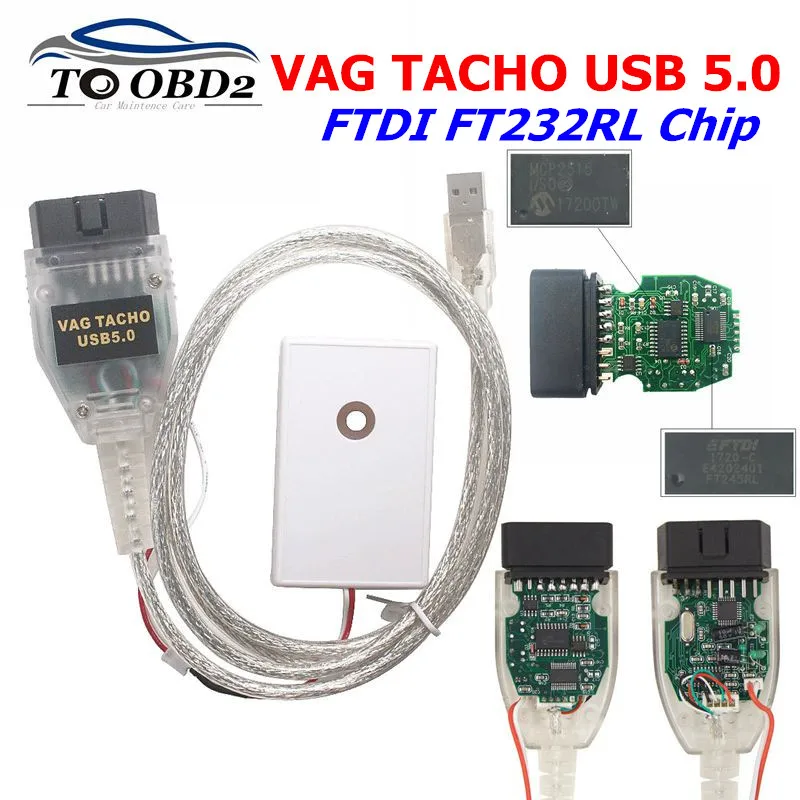 

Professional Vagtacho USB Version V 5.0 Green PCB Board With FTDI FT232RL Chip VAG Tacho 5.0 For NEC MCU 24C32 or 24C64