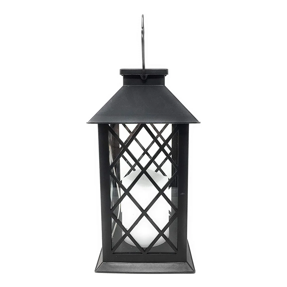 

Easy Install Candle Lantern Table LED Light Hanging Solar Powered Black Electronic Gift Garden Traditional Decor Safe Flickering
