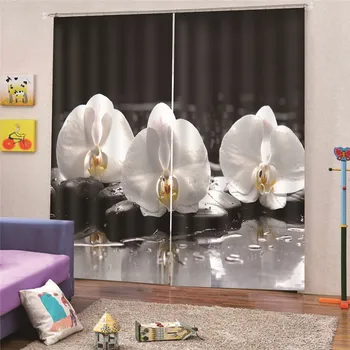 

3D Digital Print Lilium 203x213cm Fabric Solid Color Blackout Curtains Living Room Modern Bedroom Window Curtains kitchen AP12