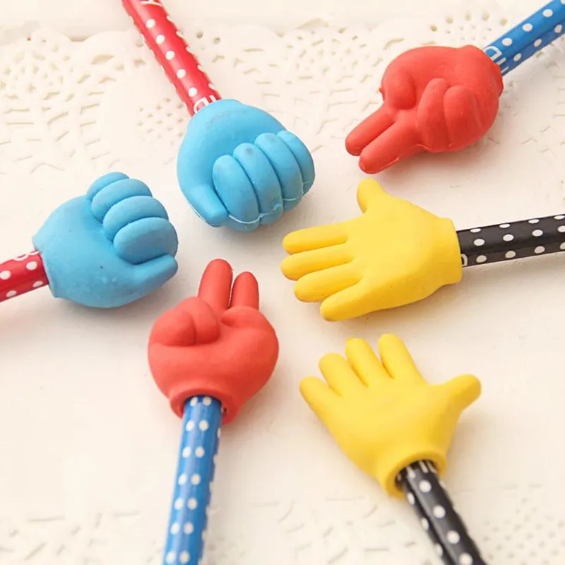 

Coloffice 3PCS/Lot Creative Finger Eraser Pencil Gesture Pen Kawaii cute Pencil Student Standard Pencils Gift For Kids papelaria