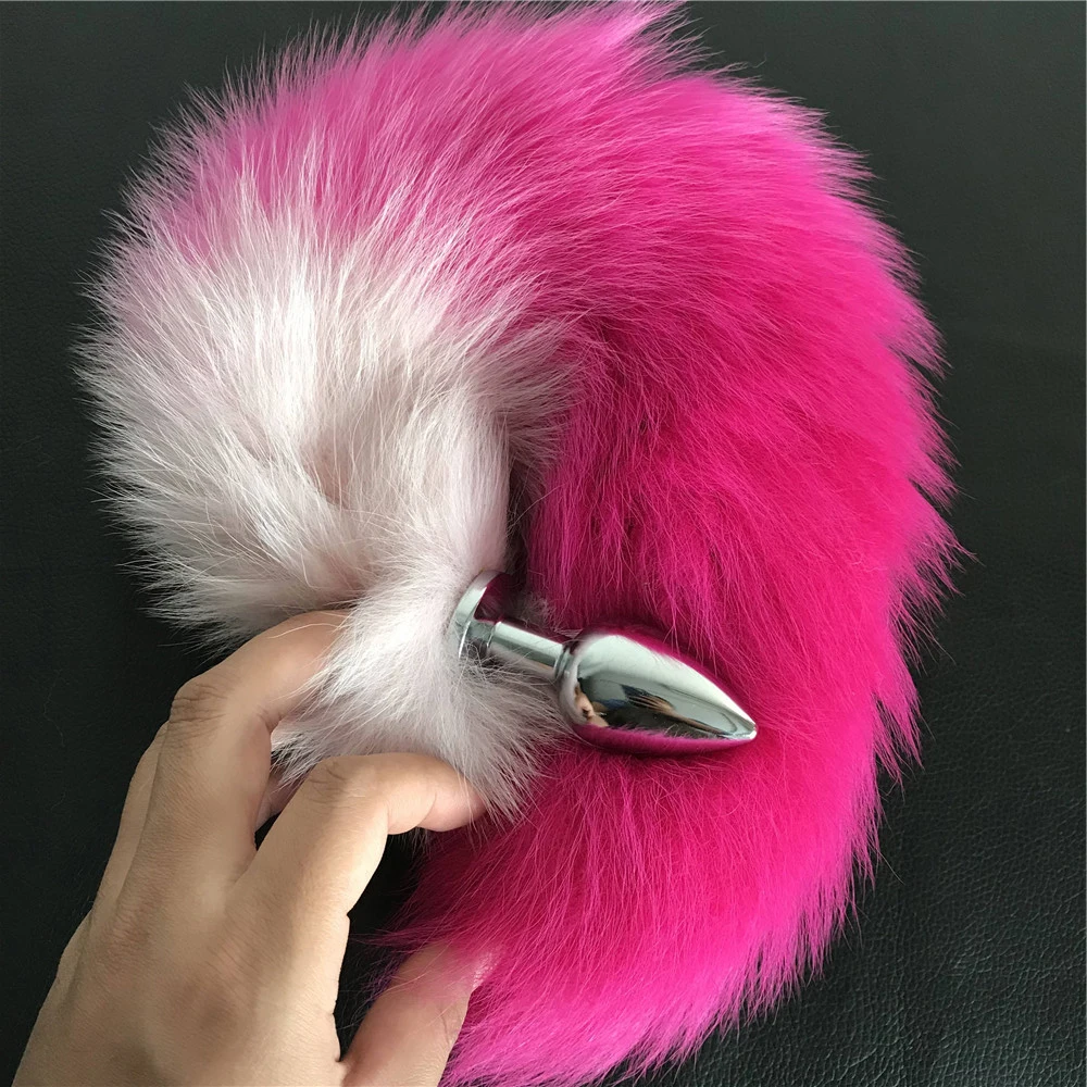 

Magicfur - Hot pink Real fox fur tail w 2.8x7cm Plug Funny cosplay tool to Keychain