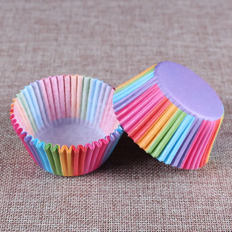 100 шт./лот, 5*3*6,5 см, Радужный цвет, форма для кексов, форма для выпечки, бумажный поднос для кексов, формочка, Инструменты для декорирования - Цвет: Rainbow