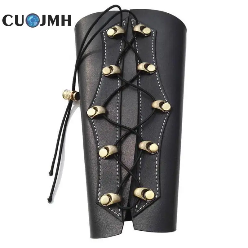 

1 Pcs Black Brown Archery Arm Protection Outdoor Sport Tools Handmade Adjustable Protection Forearm Arm Guard Hunting Accessory
