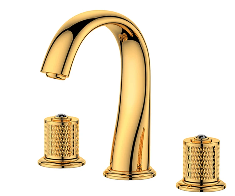 

TI-PVD GOLD, 8 дюймов, широкий Керамический клапан, три отверстия, 3 шт., смеситель для ванной комнаты, раковины, смеситель, смеситель с двумя ручками, новый смеситель