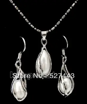 

Wholesale 7-8mm white freshwater pearl jewelery set necklace & earring new