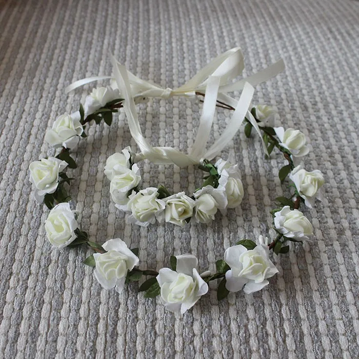 1 компл./лот свадебные декоративные цветы набор венков PE завязка для волос; головные повязки с цветком ободок для волос невесты пляжная одежда
