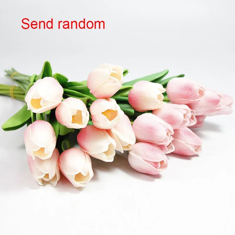 light pink random 31 шт./лот Искусственные цветы тюльпаны Искусственные цветы искусственный букет из ПУ настоящие на ощупь цветы искусственные для украшения дома - Цвет: light pink random
