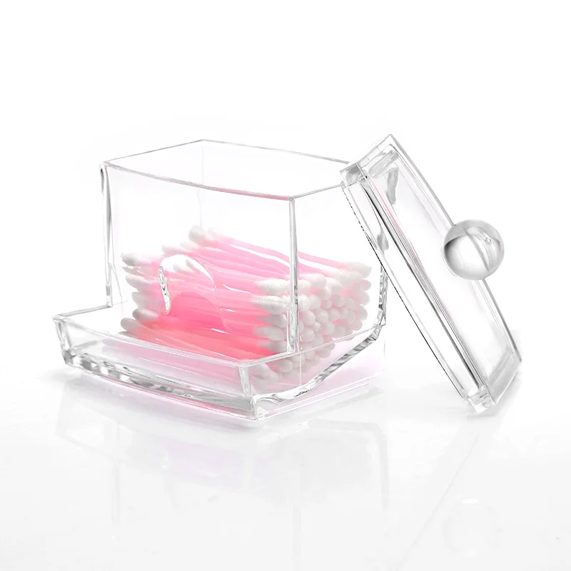 

Fashionable Cotton Swabs Stick Storage Box Cosmetic Organizer Storage Makeup Holder Portable Cotton Pads Container Transparent
