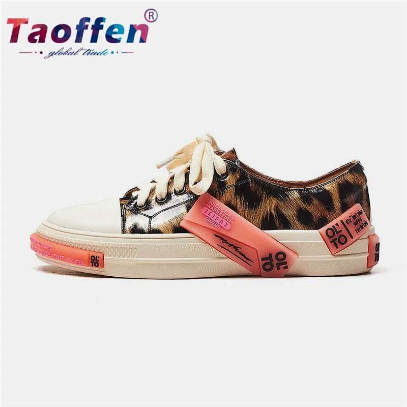 Taoffen/Женская обувь из натуральной кожи для скейтбординга; спортивная обувь на платформе в стиле пэчворк; повседневные женские кроссовки на
