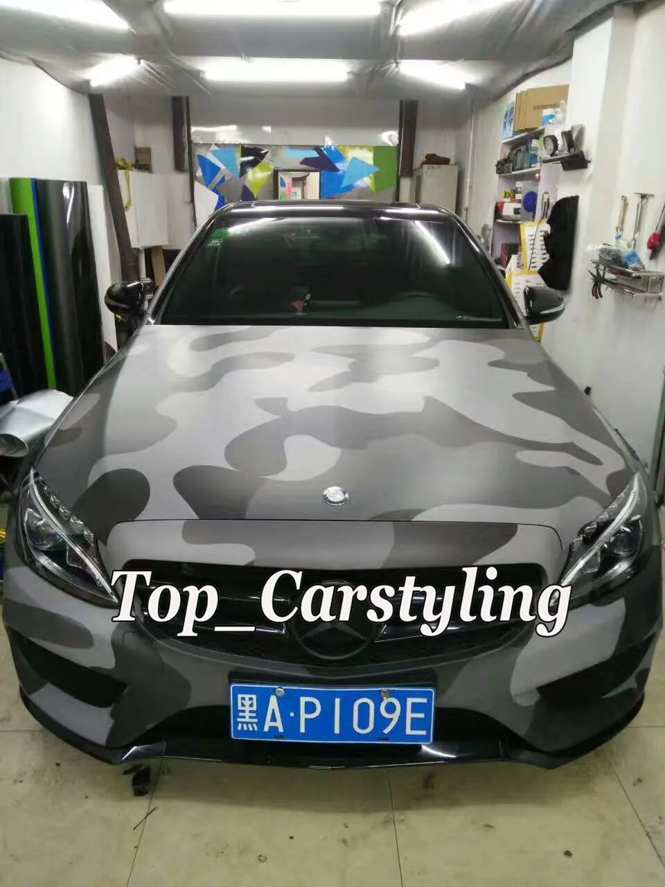 grey black vans camo vinyl car wrapping film with air bubble free (5)