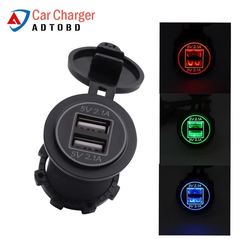 

Russia free ship Car Moto Charger USB 12/24V Black Waterproof Auto Car Cigarette Lighter Socket For Mobile Motorcycle