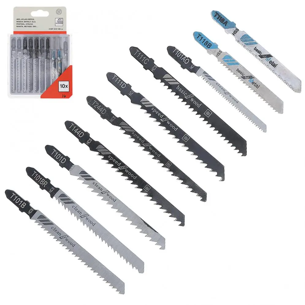 Multifunctional 10pcs/set HSS & HCS Combination Reciprocating Saw Blades Straight Cutting Jig