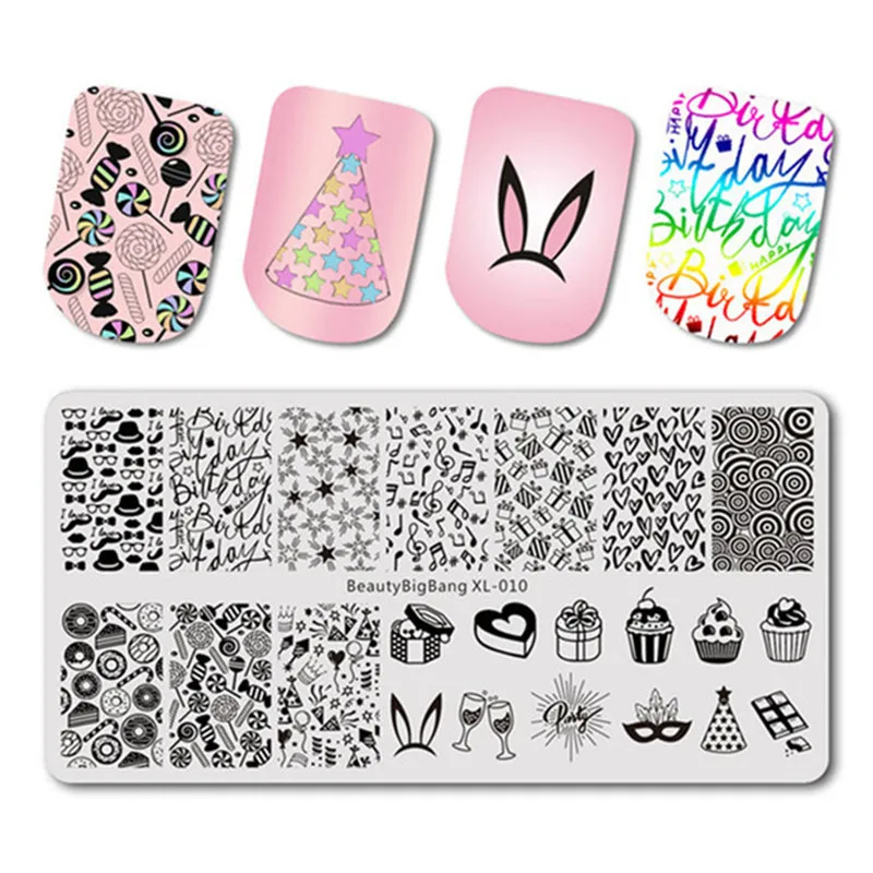 Пластины для ногтей BeautyBigBang для стемпинга с милым рисунком панды пластины для стемпинга для ногтей прямоугольные штампы аксессуары для дизайна ногтей BBB XL-014