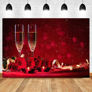 

NeoBack Valentine's Day Backdrop Rose Flower Love Heart Shinny Background Photography Wedding Anniversary Photography Backdrops
