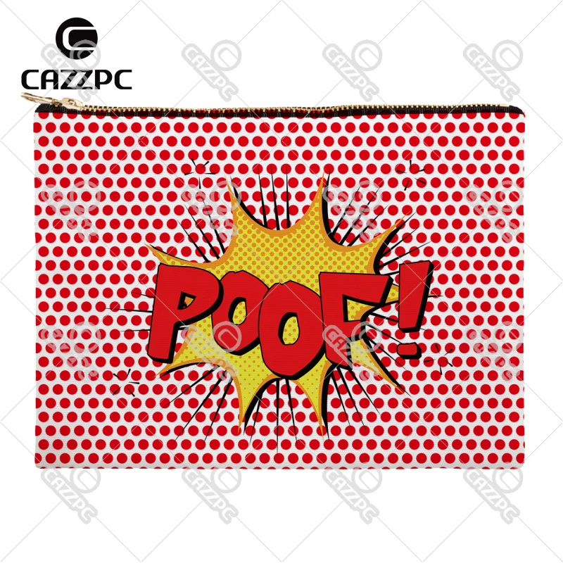 

Funny Pop Art Polka Dot Explode Comic Letter Canvas Pattern Print Cosmetic Bag Makeup Pouch Wristlet Hand Bag