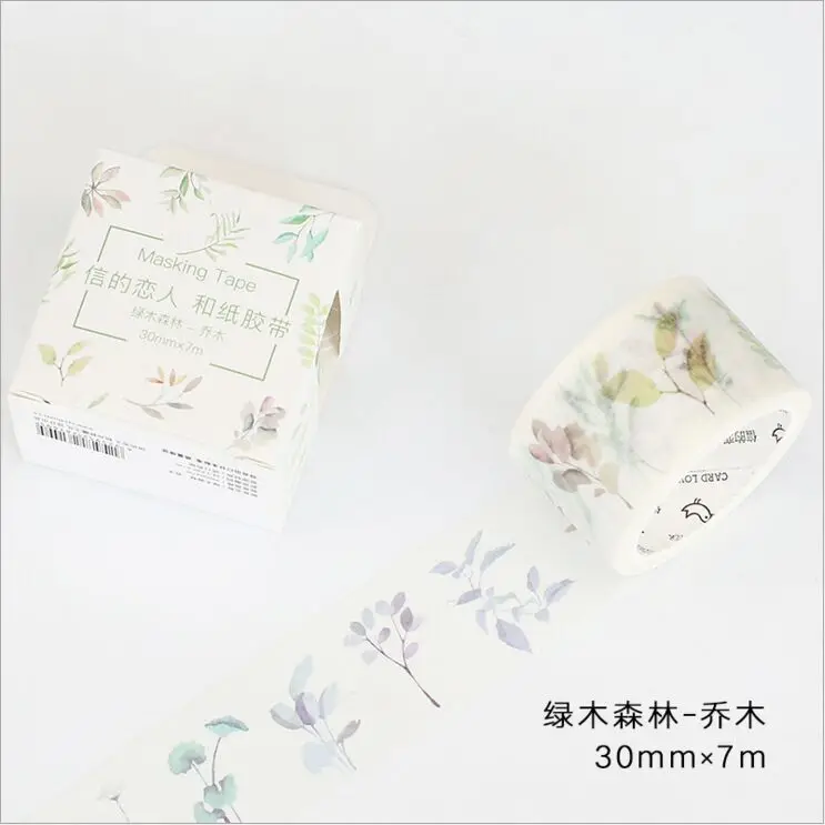 

30mm Wide Green Plants Forest Tree Leaves Life Decoration Washi Tape DIY Planner Diary Scrapbook Sticker Masking Tape