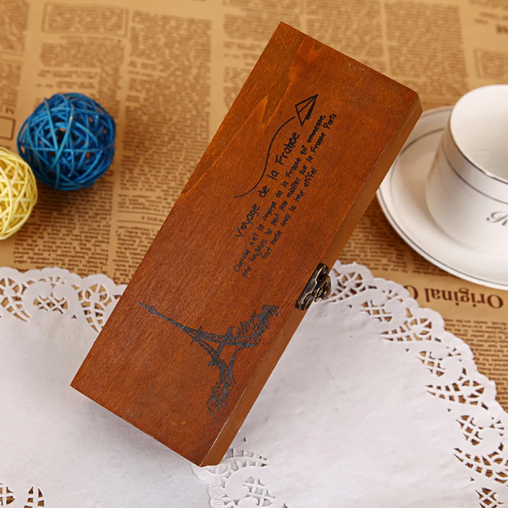 Ретро Эйфелева ручка-Башня Чехол для карандашей держатель для хранения канцелярских принадлежностей деревянная коробка Ностальгический ретро прямоугольник Carier Лидер продаж по всему миру