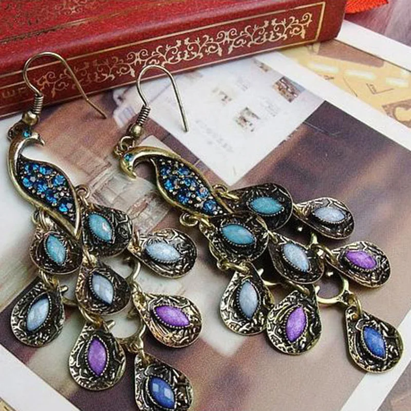 

Peacock Style Earrings Fashion Women's Ornaments Earrings Vintage Jewelry Earrings National Earrings