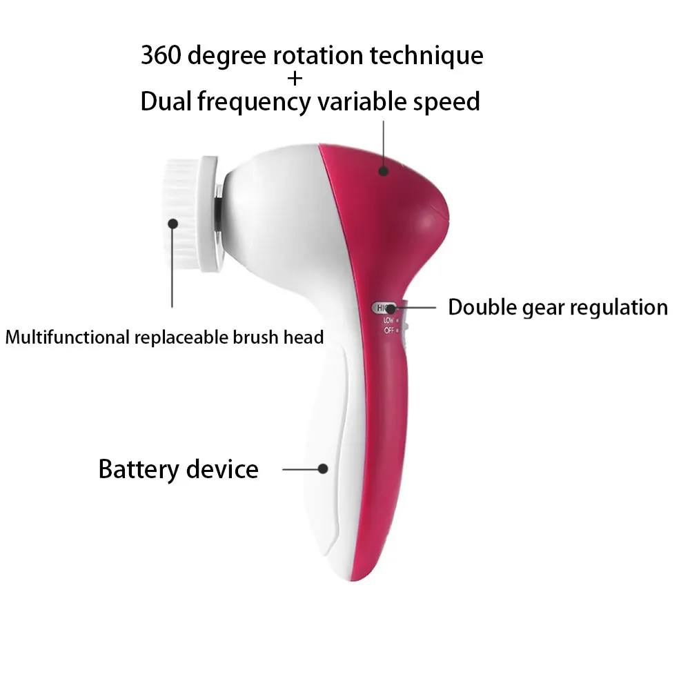 1 набор, 5 в 1, водонепроницаемое электрическое очищающее средство для лица, глубокое очищение, спа стиральная машина, мягкая щетка, массаж подтяжка лица, средство для ухода за кожей