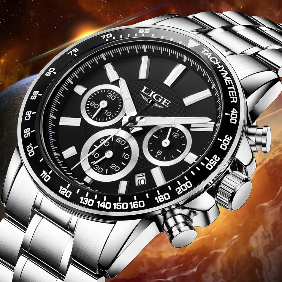 LIGE Топ бренд класса люкс водонепроницаемые спортивные часы для мужчин s часы повседневное кварцевые часы для мужчин хронограф кожа часы Relogio Masculino
