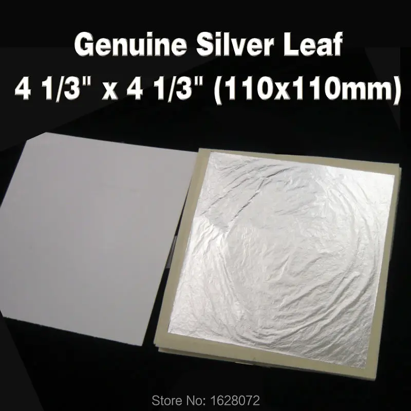 100 Sheets 110 X 110mm Pure Genuine Silver Leaf 99.99 Silver Edible Silver Leaf For Food