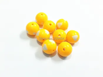

(Choose Size First) 12mm/16mm/20mm Yellow Solid With White Heart Beads