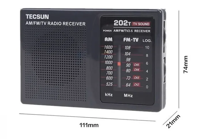 Высокое качество TECSUN R-202T Радио Карманный AM FM ТВ аудио радио черный Портативный