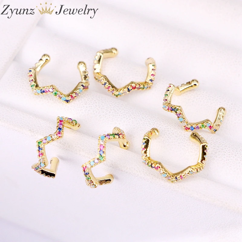 

10Pairs, Colorful Charm Rainbow Ear Cuff NO Piercing NEW Micro Pave Crystal Zirconia Clip On Cuff CZ Earring