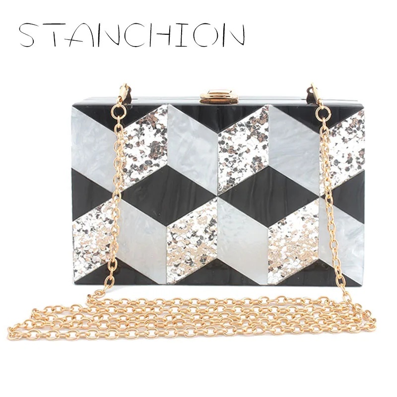 

STANCHION 2018 New Splicing Evening Bag Evening Bag Acrylic Party Ladies Clutch Bag Makeup