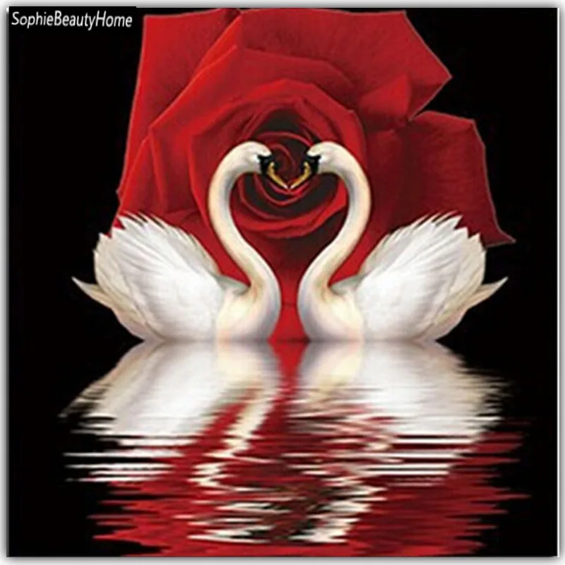 

5D Diy Diamond Cross Stitch Full Diamond Embroidery Mosaic Swan Rose 3D Pattern Crystal Diamond Acacia Resin