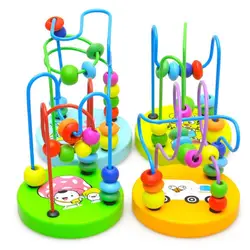 Игрушка для раннего обучения для детей ясельного возраста, Детская красочная деревянная головоломка, мини-игрушки с бусинами, обучающая